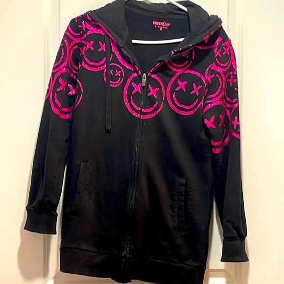 Hot Pink & Black Hooded Jacket /Mini dress for Spring - Picture 1 of 2